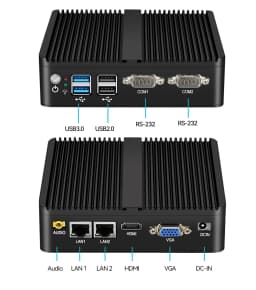 XCY Fanless Mini PC Intel Celeron J6412 N5095 2x GbE LAN 2x RS232 HDMI VGA WiFi 4G LTE Windows 10 Linux Industrial Computer