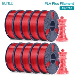 SUNLU 10 Roll PLA Plus/Clear Filament 1.75 Mm +/- 0.02 Mm 1 Kg Spool (2.2 Lbs) Neatly Arranged No Knot Filament Fit Most FDM Pri