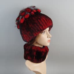 Real Rex Rabbit Fur Hat And Scarf Set Women Winter Knitted Beanie Hat Natural Fur Skullies Beanies Woman Hat Female Cap Elastic
