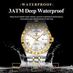 POEDAGAR Luxury Man Watch Waterproof Luminous Week Date Wristwatch For Men Stainless Steel Fashion Quartz Men's Watches+Box Gift