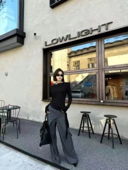 2024 Black Design Wide-Leg Pants Women's Slimming Suit Pant Harajuku High Waist Loose Straight Streetwear Y2k Casual Trousers