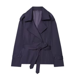 Women's Coat 2026 Autumn New Style Solid Color Long Sleeve Belted Short Trench Coat European and American Personalized Fashion