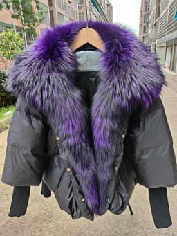 Female Large Fox Fur Collar Outerwear Thick Warm Fur Real Fur Coat Winter Jacket Women White Duck Down Jackets Hooded