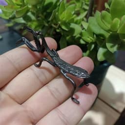 Simulation Brass Mantis Ornament Antique Insect Figurines Miniature Desk Decorations Craft Tea Pet Feng Shui Collectibles
