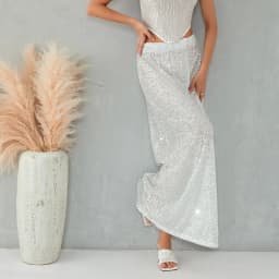 Autumn Solid Color Sequins Long Skirts Women Low Waist Party Skirts Fashion Casual Skirts Streetwear