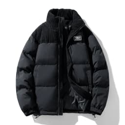 Men Color Block Stand Collar Cotton Coat Men Korean Style Quilted Cotton Outerwear Couple Matching Warm Padded Windproof Parkas