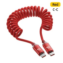 NNBILI 120W Fast Charging Type-C Cables A-C and C-C Retractable Coiled Charger Wire Sturdy Nylon Braided Cord for IPhone Samsun