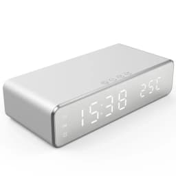 Desktop Wireless Charger Time Alarm Clock LED Digital Thermometer Phone Chargers Fast Charging Station for iPhone 17~12 Samsung