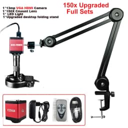 13MP HDMI USB 60FPS Monocular Video Microscope Sets HDMI VGA Digital Camera 130X/150X/215X C mount Lens For Repair Phone Solder