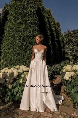 SoDigne A-line Satin Simple Wedding Dresses V-neck Sleeveless Bridal Dress 2025 Long Wedding Gown Robe De Mairee Customized