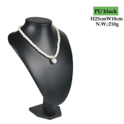 Exhibitor 6 Options Black PU Jewelry Display Faux Leather Mannequin Necklace Pendant Jewelry Bust Neck Display Stand Holder