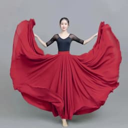 720 Degree Large Swing Dance Skirts Double-layer Chiffon Skirt Spring Summer Autumn High Waist Ethnic Style High-grade Skirts