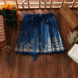 Chinese Style Improved Ming Dynasty Exquisite Printed Horse-face Skirt Women High Waist All-match Pleated Mini Horse-face Skirt