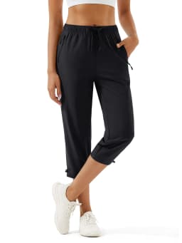 TACVASEN Womens Quick Dry Hiking 3/4 Cargo Capris Water Resistant Outdoor Pants Lightweight Athletic Capri Pants with Zip Pocket