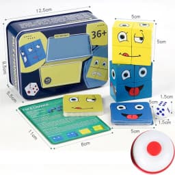 Wooden Face Changing Cube Toys Building Blocks for Cartoon Puzzle Montessori Jigsaw Educational Board Game Family Toys