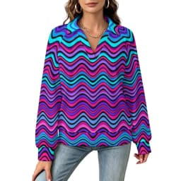 Betawoo Checkered Premium Casual Long Sleeve V-Neck Sweatshirt For Women