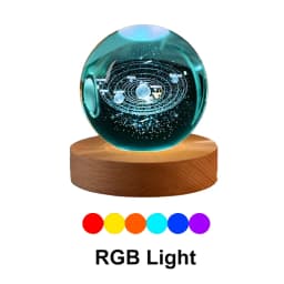 GGbingo 6cm Bedside RGB Lamp Solar Theme Cosmos Series Crystal Ball Night Lights Milky Way Moon for Desk Creative Gift
