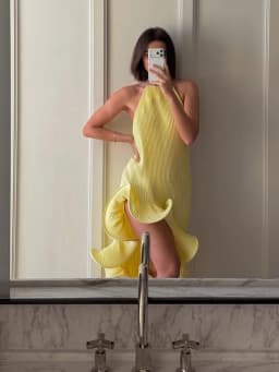 Elegant Women's Halter Ruffles Midi Dress Pleated Irregular Slit Dresses Evening Wedding Guest Pink Yellow Blue Party Prom 2026
