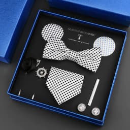 Luxury Neck Tie Set For Men Classic Brand Necktie Bowtie Hanky Cufflinks Floral Brooches Tie Clip Set Wedding Business Box Gift