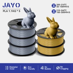 JAYO PLA Filaments 5 Rolls/ 3D Printer Filament 1.75mm FDM 3D Printer Materials Neatly Wound High Toughness for FDM 3D Printer