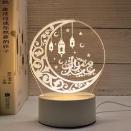 3D Acrylic LED Night Light Islamic Muslim Ramadan Festival Supplies USB Operated EID Mubarak Ornaments Bedroom Home Decor Lamp