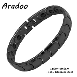 Titanium Steel Hematite Therapy Bracelets Arrow Design Men's Magnetic Link Bracelet