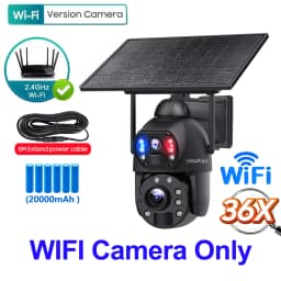 SHIWOJIA 36X ZOOM 12MP 4G SIM Solar Camera Outdoor 360° Wireless WIFI Battery Security Cameras with Solar Panel PIR Night Vision