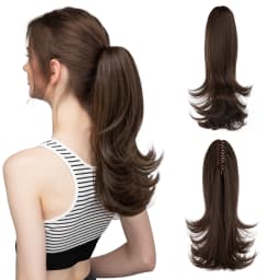 Synthetic Claw Clip In Ponytail Hair Extensions 14 Inch Wavy Hairpiece Fake Blonde Black Hair False Pigtail With Elastic Band