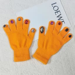 Winter Creative DIY Finger Thickened Warm Manicure Gloves Women Knitted Mittens Shiny Rhinestone Colored Diamond Gloves