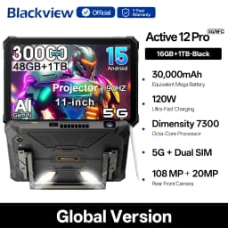 Blackview Active 12 Pro Rugged Projector Tablet 11" Android 15 5G Tablet Dimensity 7300 36GB RAM 256GB 30000mAh 120W