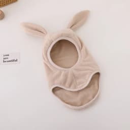 Winter Warm Rabbit Ear Children One-Piece Hat Boys Girls Ear Protection Cap Outdoor Windproof Hood Beanies Plush Balaclava Hat