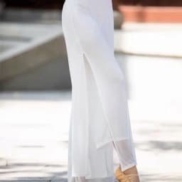 Straight Leg Pants Women'S Lightweight Chiffon High Elastic Waist Trousers Slit Wedding Cocktail Culottes Women'S Pants W47