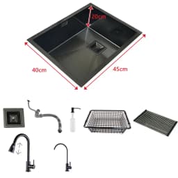 Nano Matte Black Kitchen Sink Above Counter or Undermount Sinks Vegetable Washing Basin Stainless Steel Single Bowl Sink Kitchen