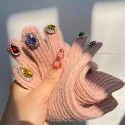 Women's Sparkle Glitter Gloves Touchscreen Winter Gloves with Rhinestones Warm Knit Mittens