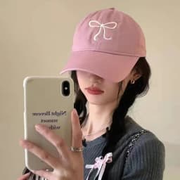 Cute Korean Ins Baseball Cap Women Bow Design Sweet Romantic Pink Soft Top Hat Fashion Adjustable Snapback