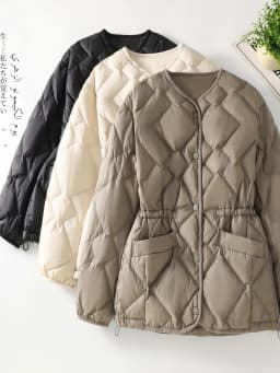 Authentic Winter 2025 High Quality Fashionable Unisex down Cotton Jacket V-Neck Women's Outerwear Thickened Long Sleeve Coat