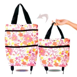 1pc Foldable Handbag, Small Trolley Large Supermarket Shopping Bag, Hand-drawn Grocery Cart Portable Bag