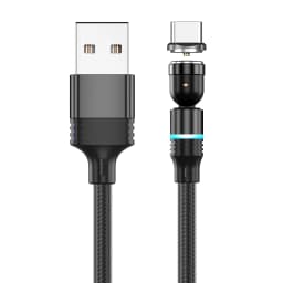 AUFU 3 in 1 540 Rotate Magnetic Type C Cable Micro USB Magnet Fast Charging Cable With LED For iPhone Xiaomi Huawei Samsung POCO