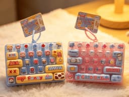 Candy Color Fidget Keycap Clicker Keychain Cute 26 Keys Stress Relief Keyboard Toy Bag Pendant Cartoon Fidget Key Ring