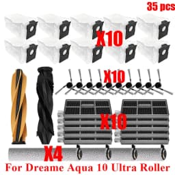 Acccessories Fit For (Dreame Aqua 10 Ultra Roller) Vacuum Parts Main Roller Brush Side Brush Cleaner Filter Dust Bag Roller Mops