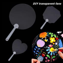 5Pcs Plastics Transparent Blank Fan Children DIY Stage Performance Hand Fan Decor For DIY Craft Make Hand Graffiti Fan