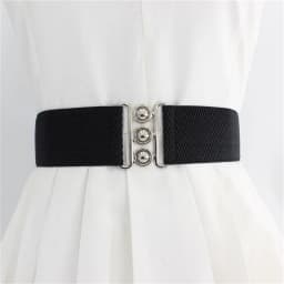 Women's Elastic Pair Buckle Belt Elastic Wide Belt Cummerbund Strap Belt Waist Decorative Waistband For Dresses Solid Color