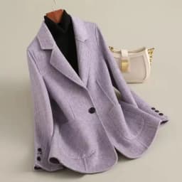 Women's Suit Collar Double-sided Cashmere Wool Coat 2024 Fall Winter Chic Ladies Single Button Loose 100% Woolen Blazer Jackets