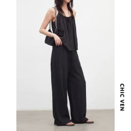 CHIC VEN New Women Pants Solid Loose Casual Wide Leg Pant Elastic Waist Female Thin Trousers Pleated Spring Summer 2026