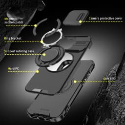 Heavy-duty Rugged Magnetic Stand Case For iPhone 18 17 Air 16 E 15 14 13 12 Pro Max Plus Slide Camera Protect For Magsafe Cover