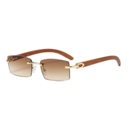 Hiking Camping New Sqaure Brand Anti Light Glasses Men Women Wood Frames Rimless Eyeglasses Fashion Eyewear UV400