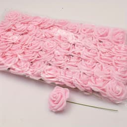 50pcs/package White PE Rose Artificial Flower Head With Stem DIY Bouquet Wedding Party Decoration Scrapbook Supplies