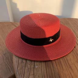 Summer Travel Wide Brim Flat Top Straw Hat Women's Sun Protection Casual Style Youth Fashion Hat for Outdoors And Vacations