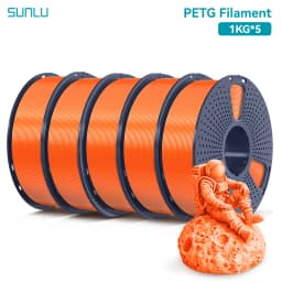 SUNLU 5 Roll PETG Clear Filament 1.75 ±0.02 mm 1 kg Spool (2.2 lbs) High Toughness Neatly Wound Filament Fit Most FDM Printer