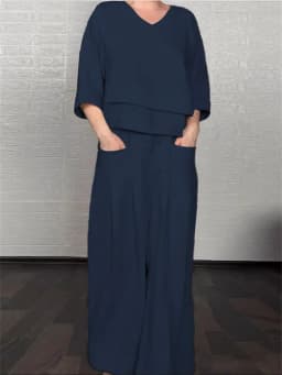 Lady Fashion Casual Loose Solid Suit Cotton Linen Set Three Quarter Sleeve Tops Wide Leg Pants Women Irregular 2 Piece Sets 2025